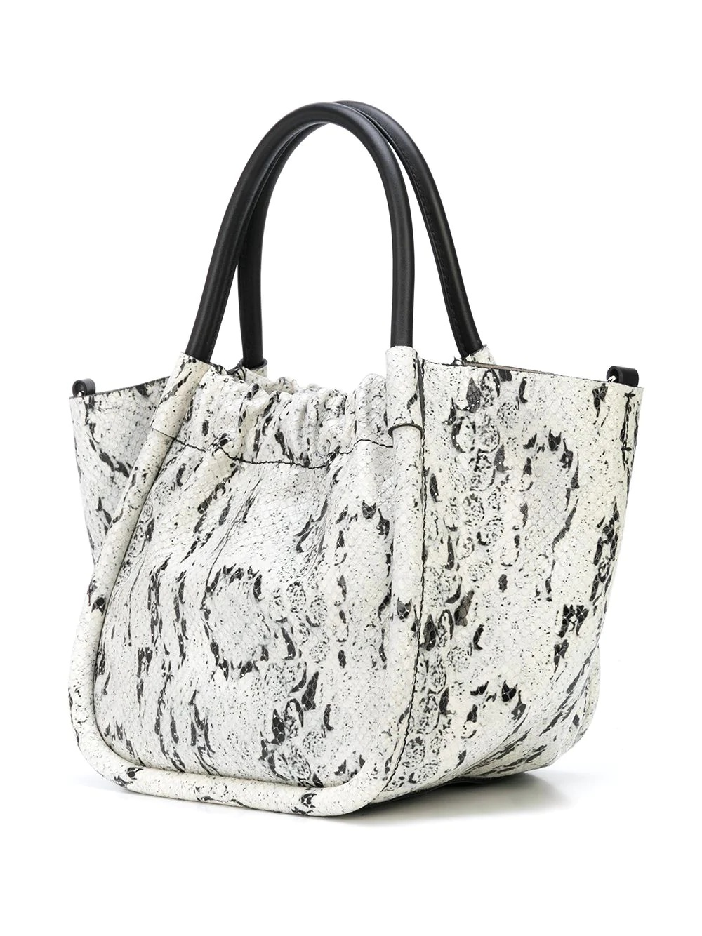 small snake-effect ruched tote bag - 3