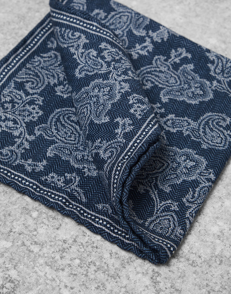 Brunello Cucinelli Silk pocket square with paisley design outlook