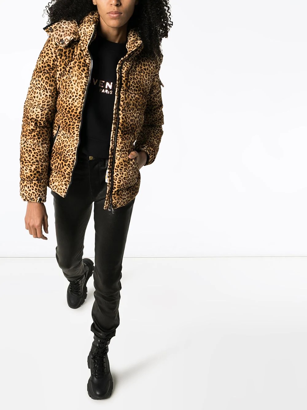 Bady leopard print down coat - 2