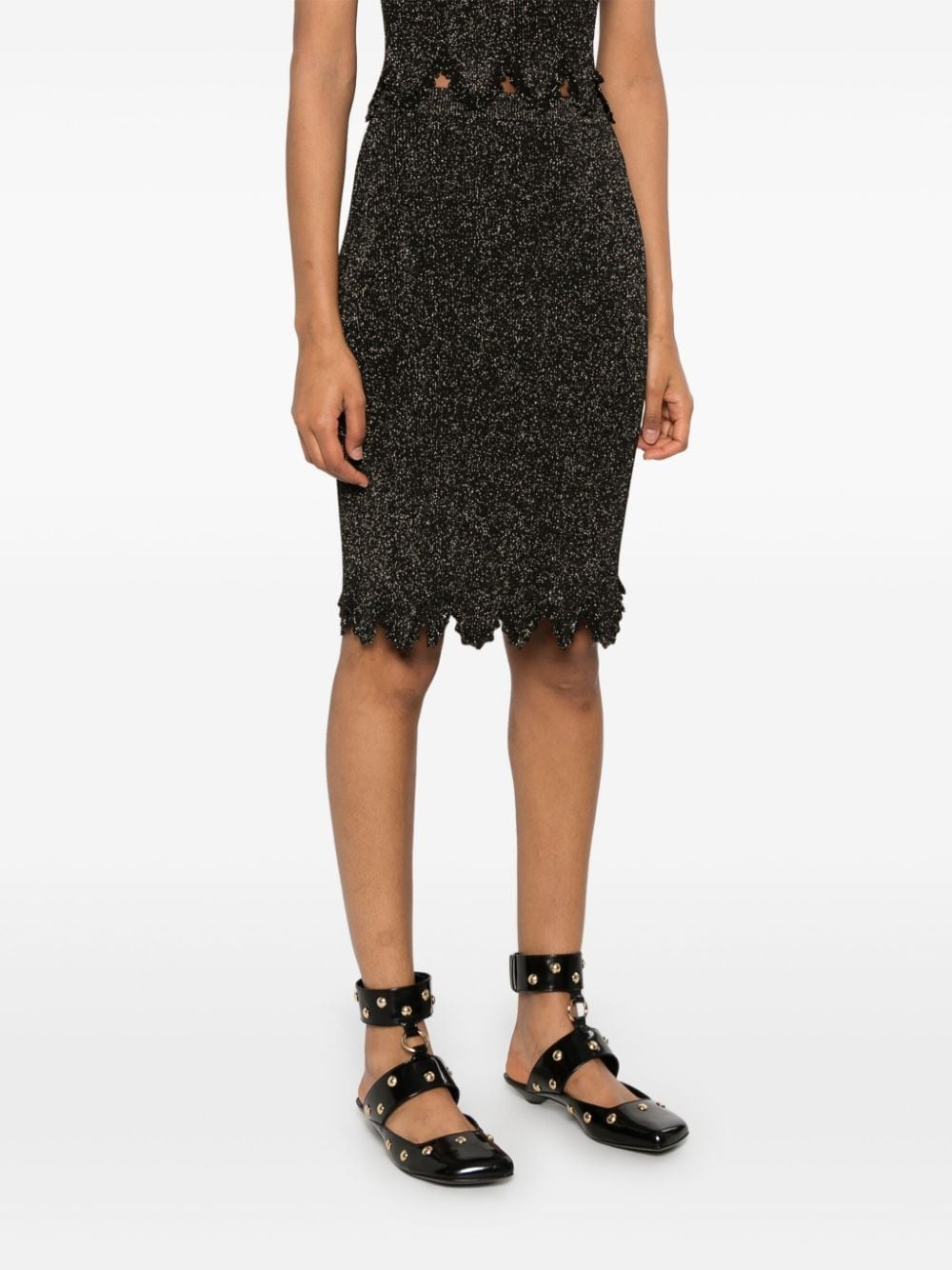 scallop knitted midi skirt - 3