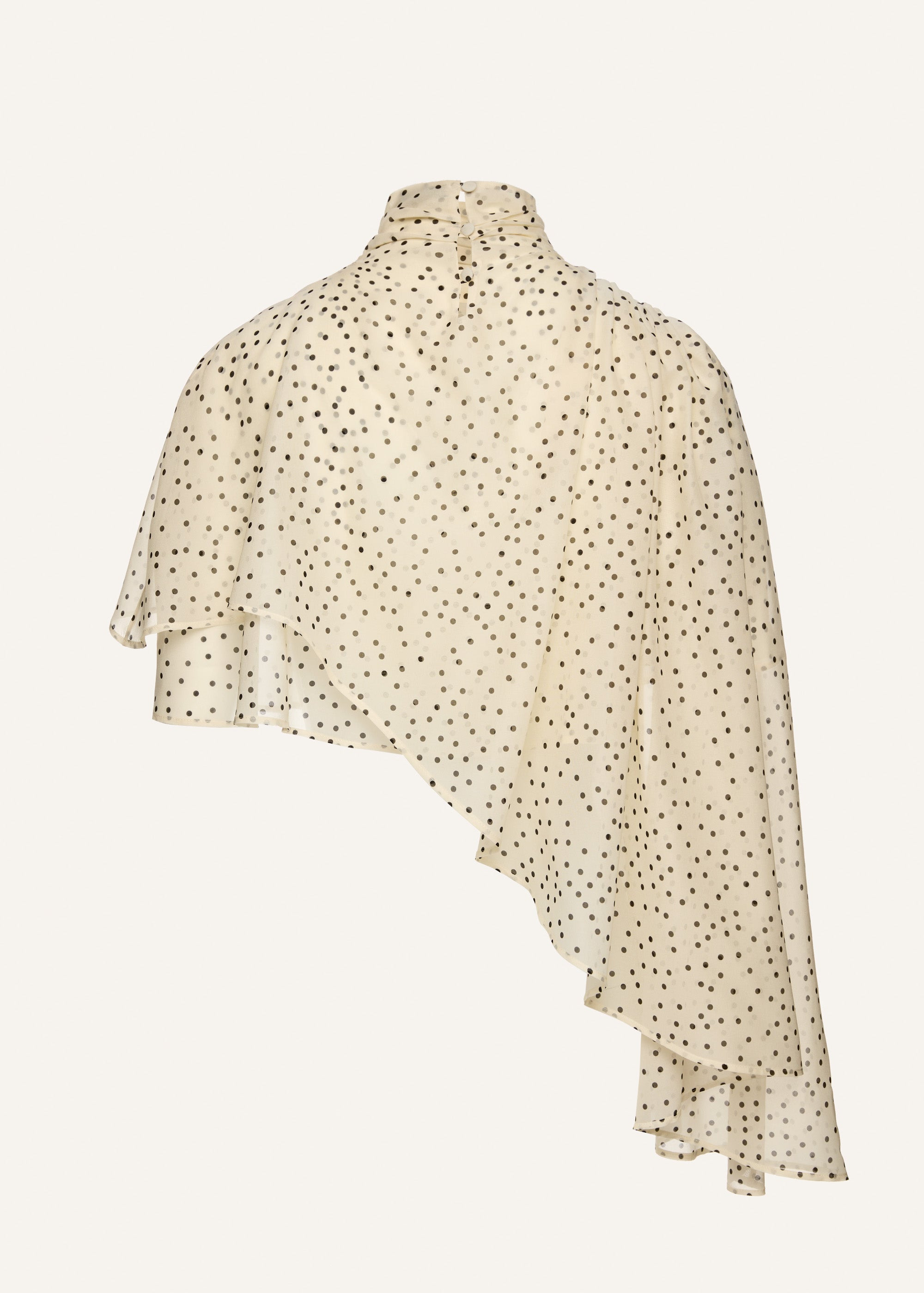 Flowy high-neck cropped blouse in cream dots print - 2