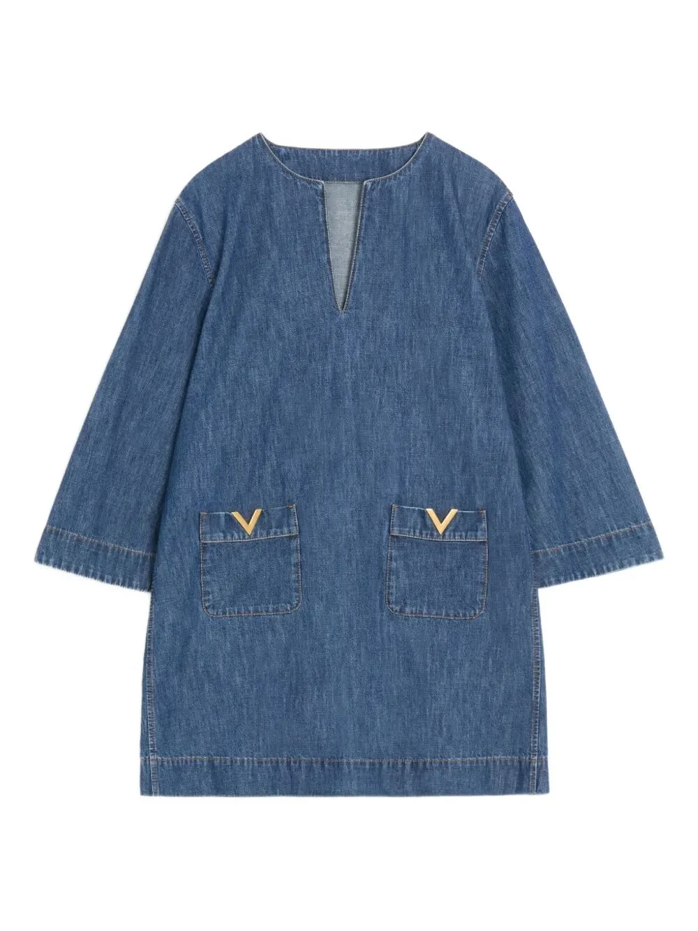 Valentino Garavani Women V-Neck Denim Minidress - 1