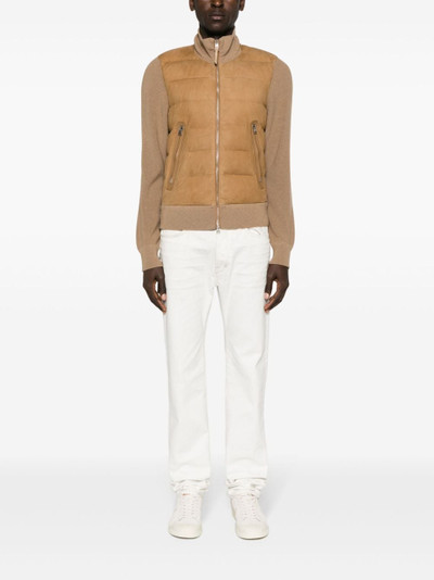 TOM FORD knit-panelled leather puffer jacket outlook