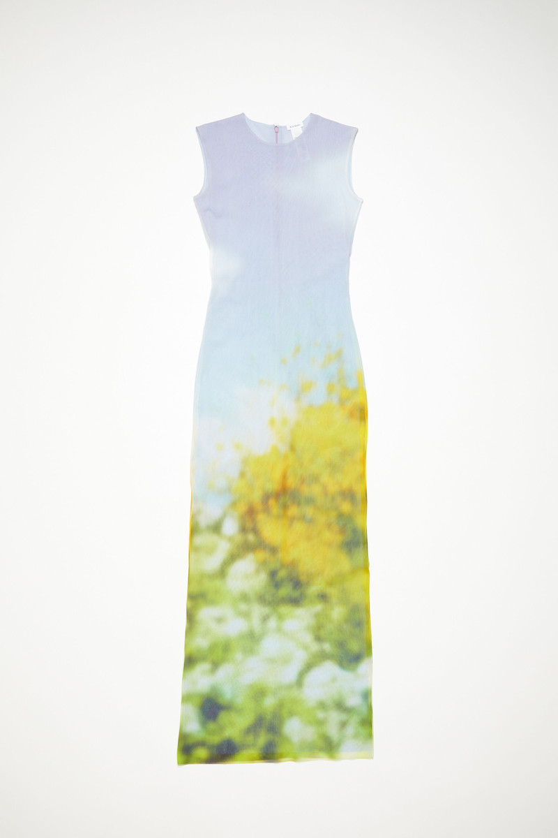 Sleeveless dress blurred print - Purple/yellow - 1