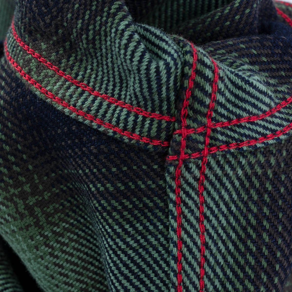 IHSH-349-GRN 9oz Selvedge Ombré Check Work Shirt - Green - 14