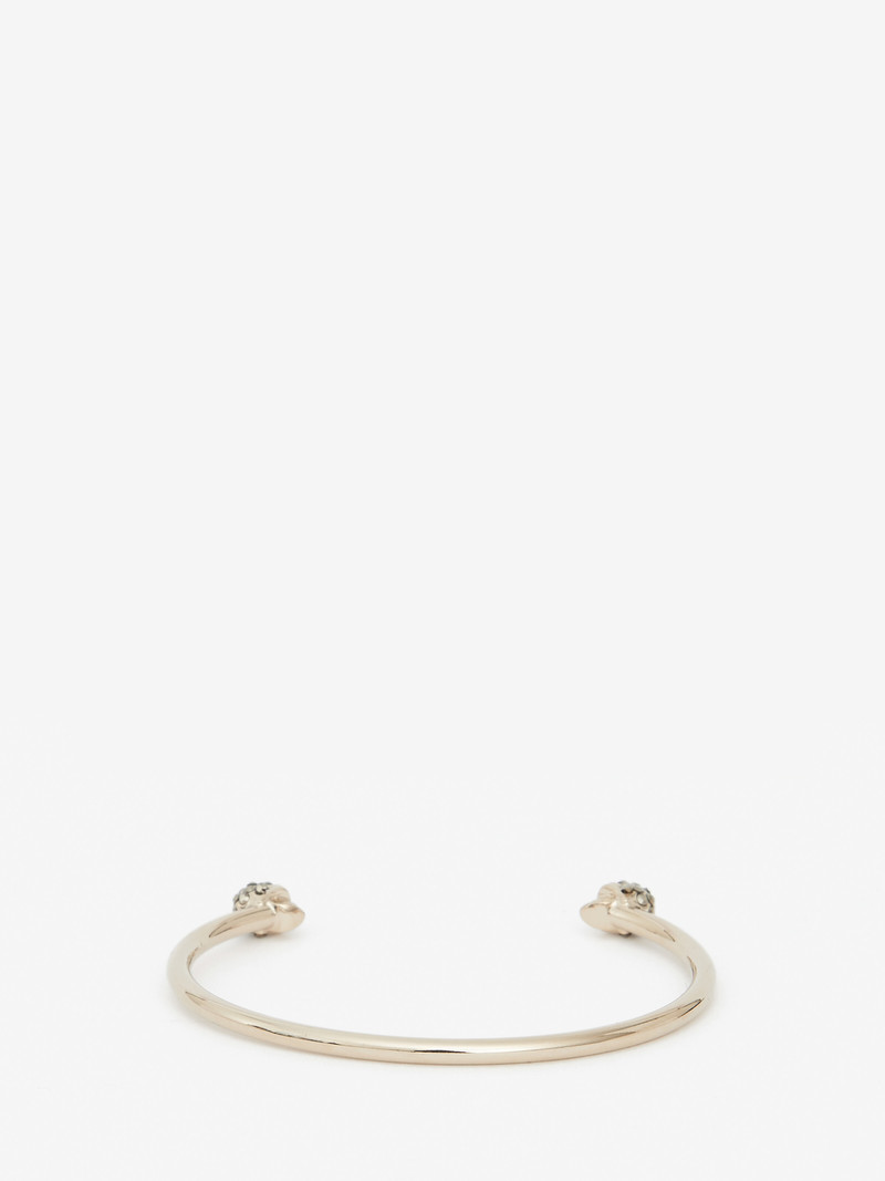 Alexander McQueen Thin Jeweled Twin skull bracelet outlook