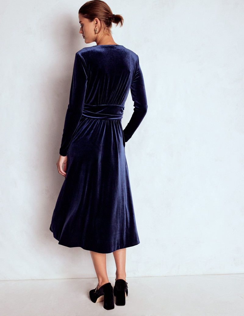 Tilda Velvet Midi Dress-Navy 4