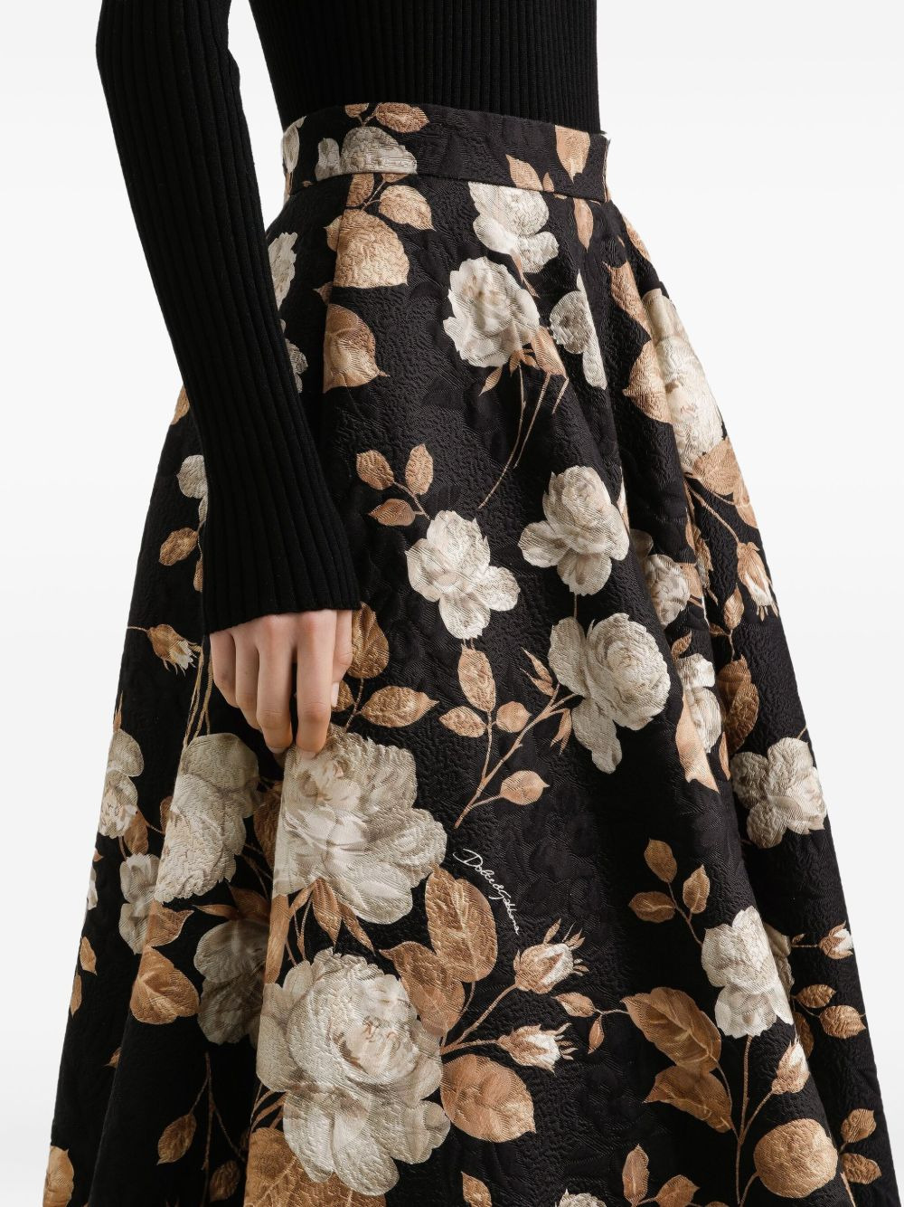 rose-print pleated midi skirt - 5