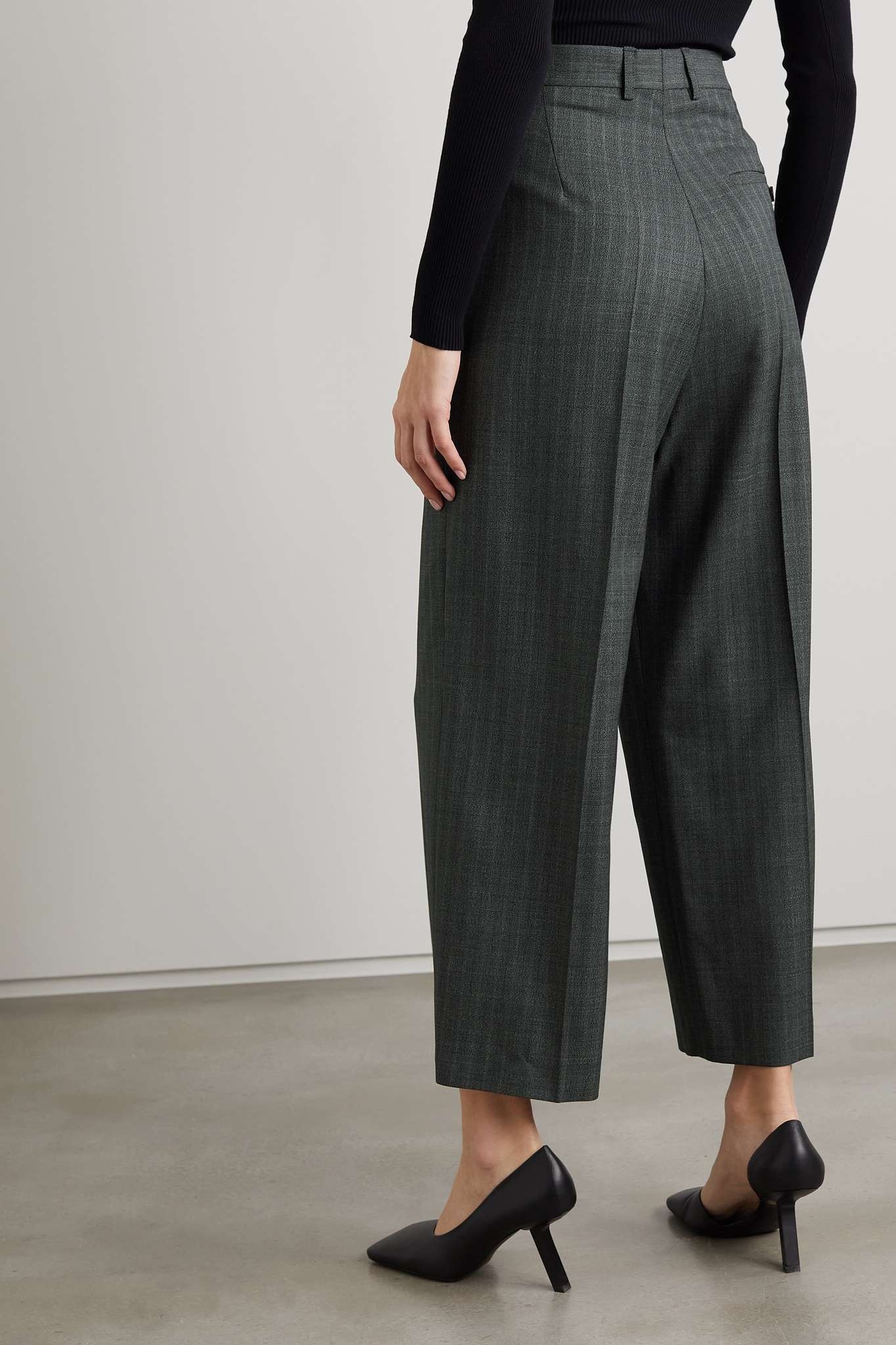 Cropped Prince of Wales checked wool straight-leg pants - 3