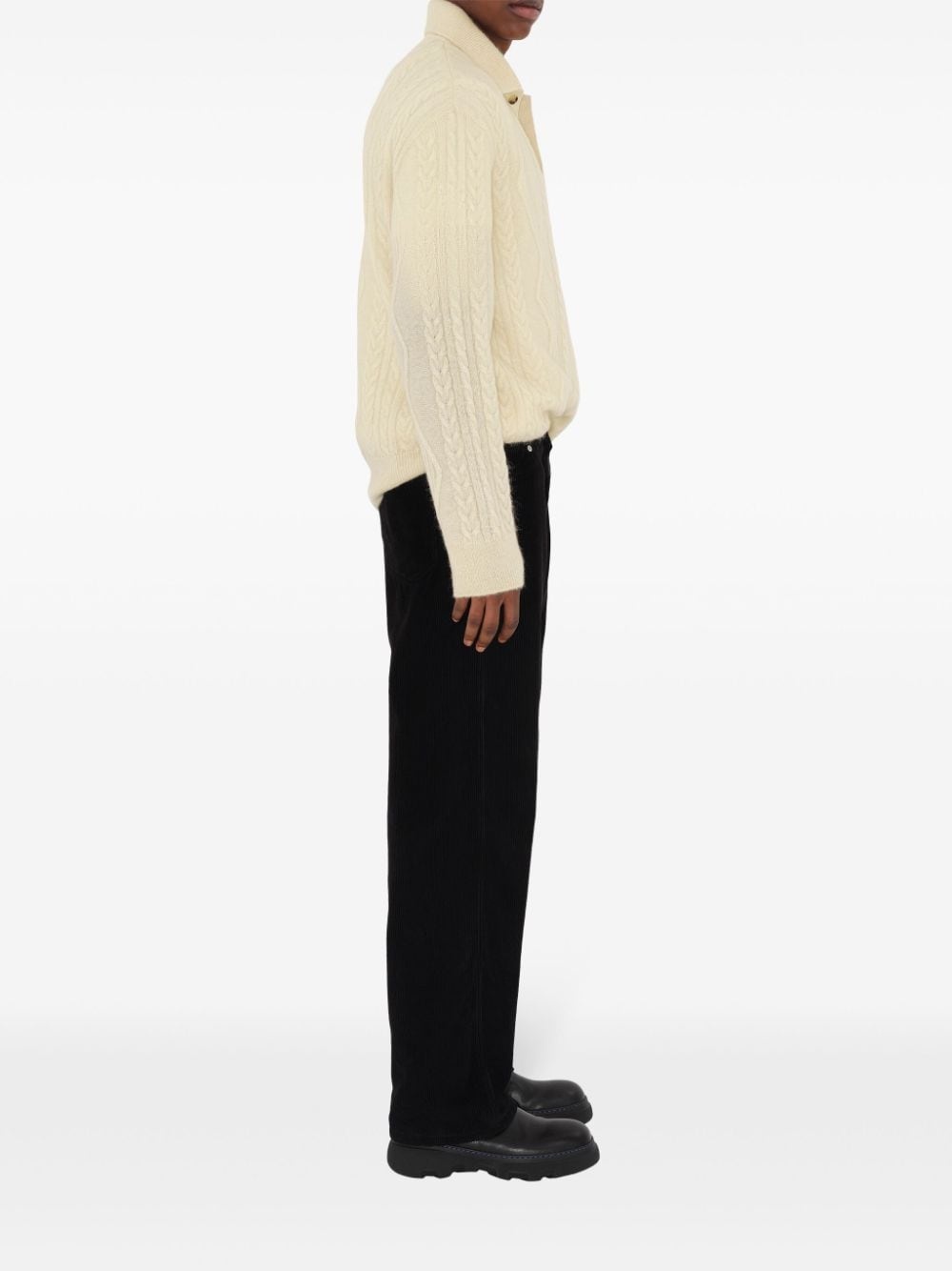 Aran-knit polo shirt - 3