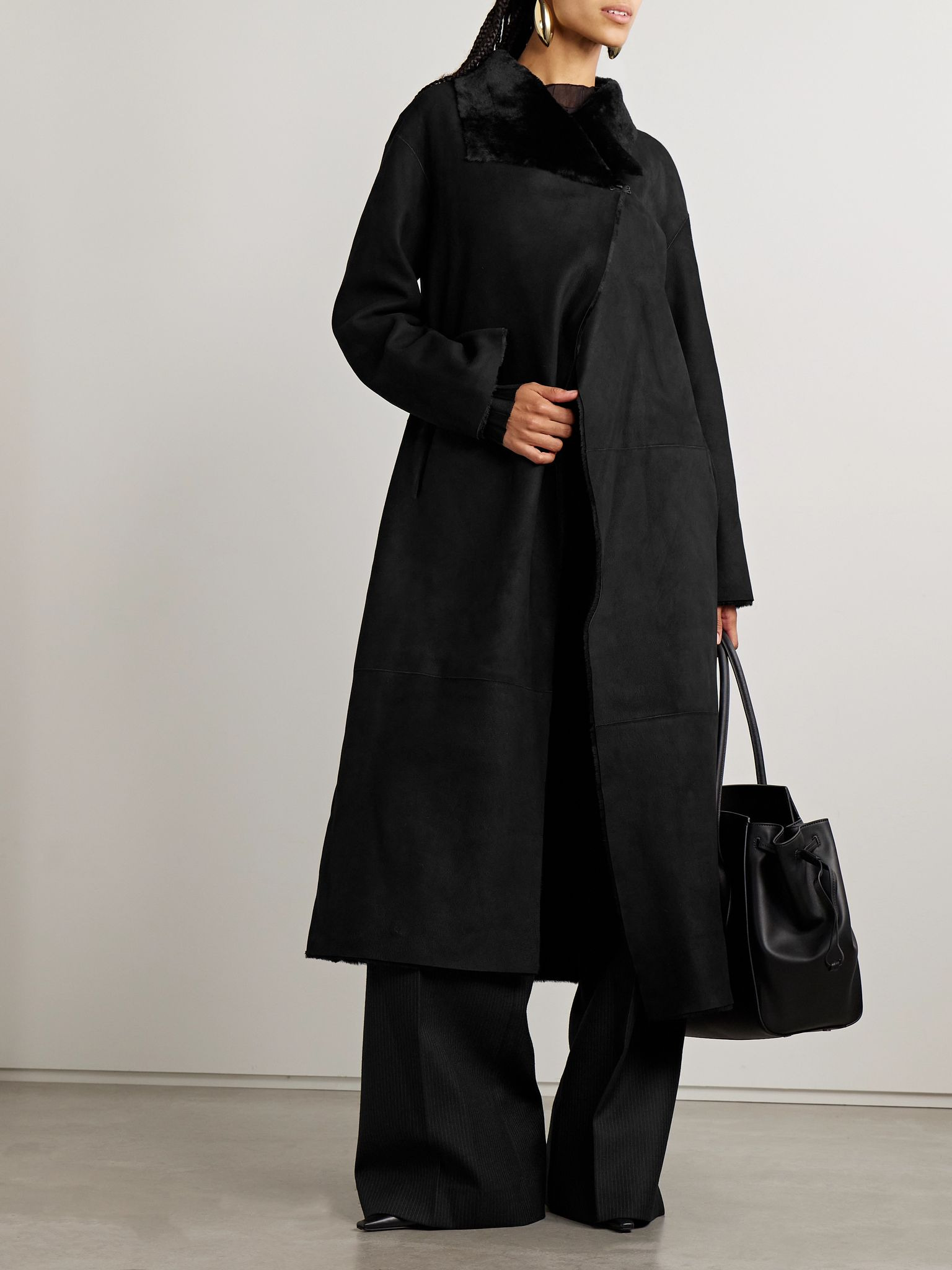 Merinos oversized shearling coat Black - 2