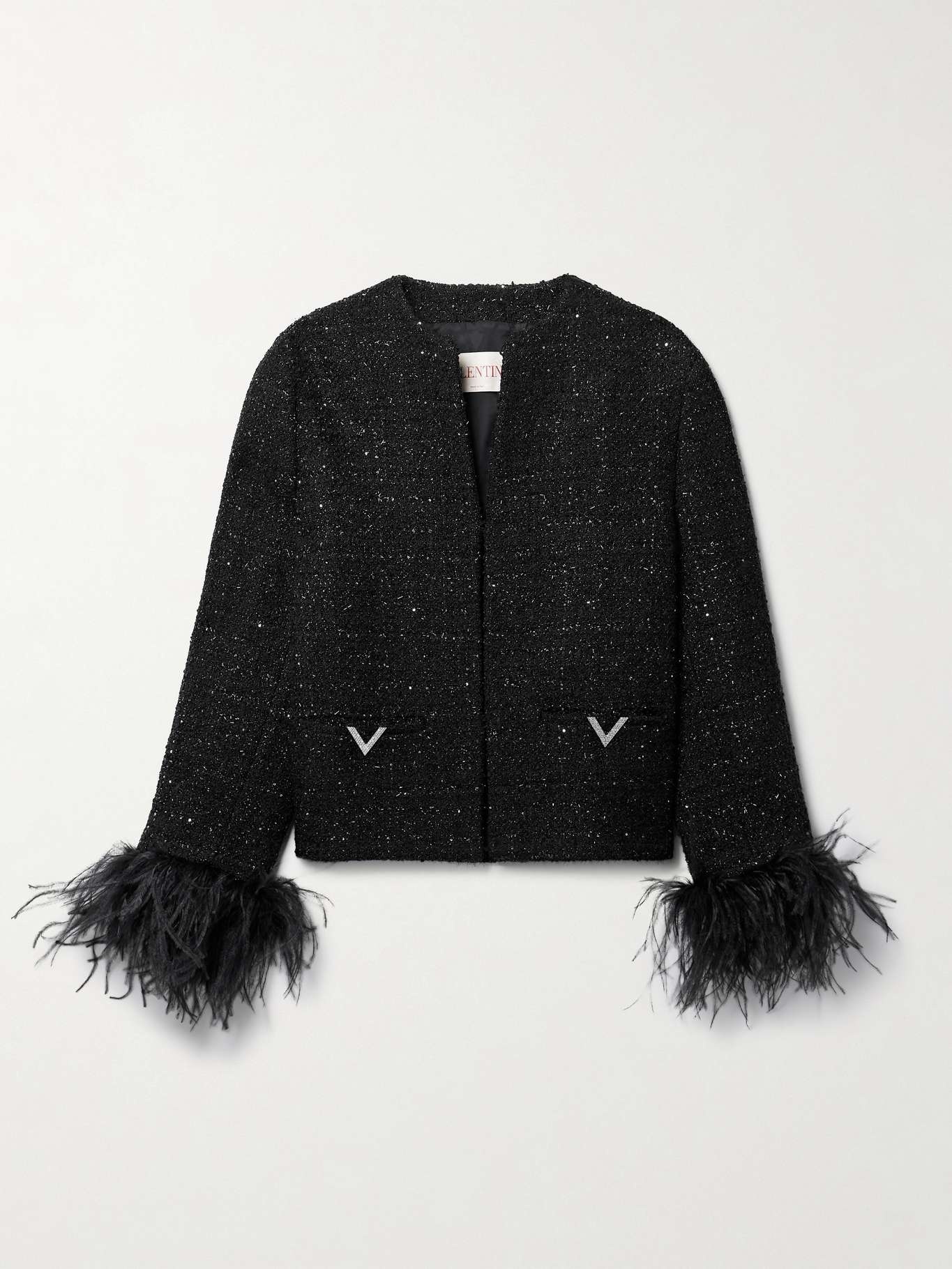 Embellished metallic bouclé-tweed jacket - 1