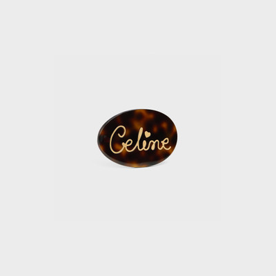 CELINE Celine Hair Accessories Celine Cursive Heart Hair Clip in Brass with Gold Finish and Dark Havana Ace outlook