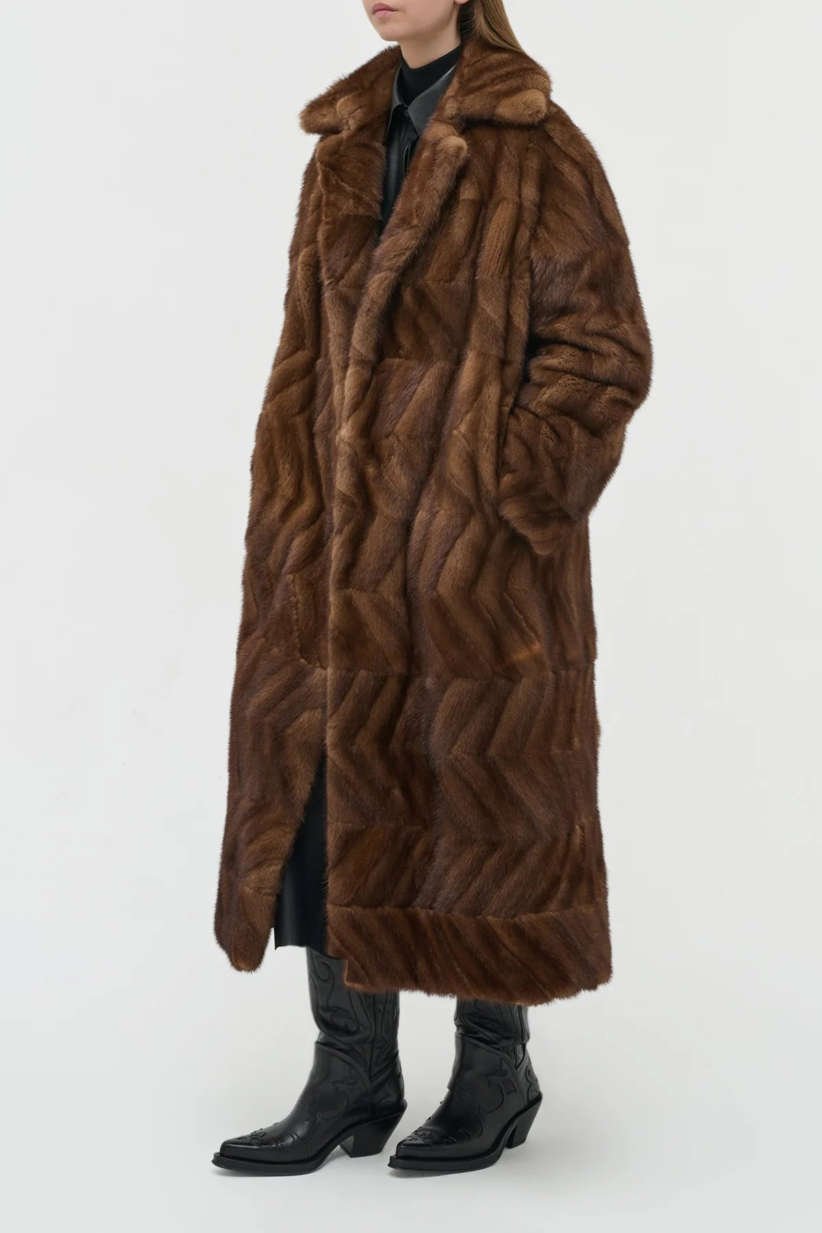 Andal Coat in Mahogany Recycled Mink Fur - 3