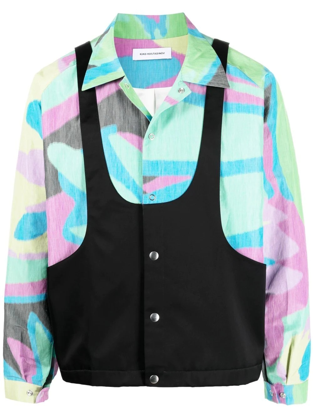 abstract-print panelled windbreaker - 1