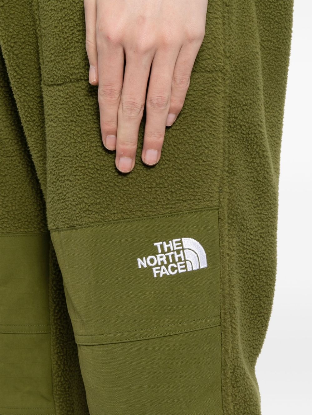 logo-embroidered fleece-panel trousers - 5