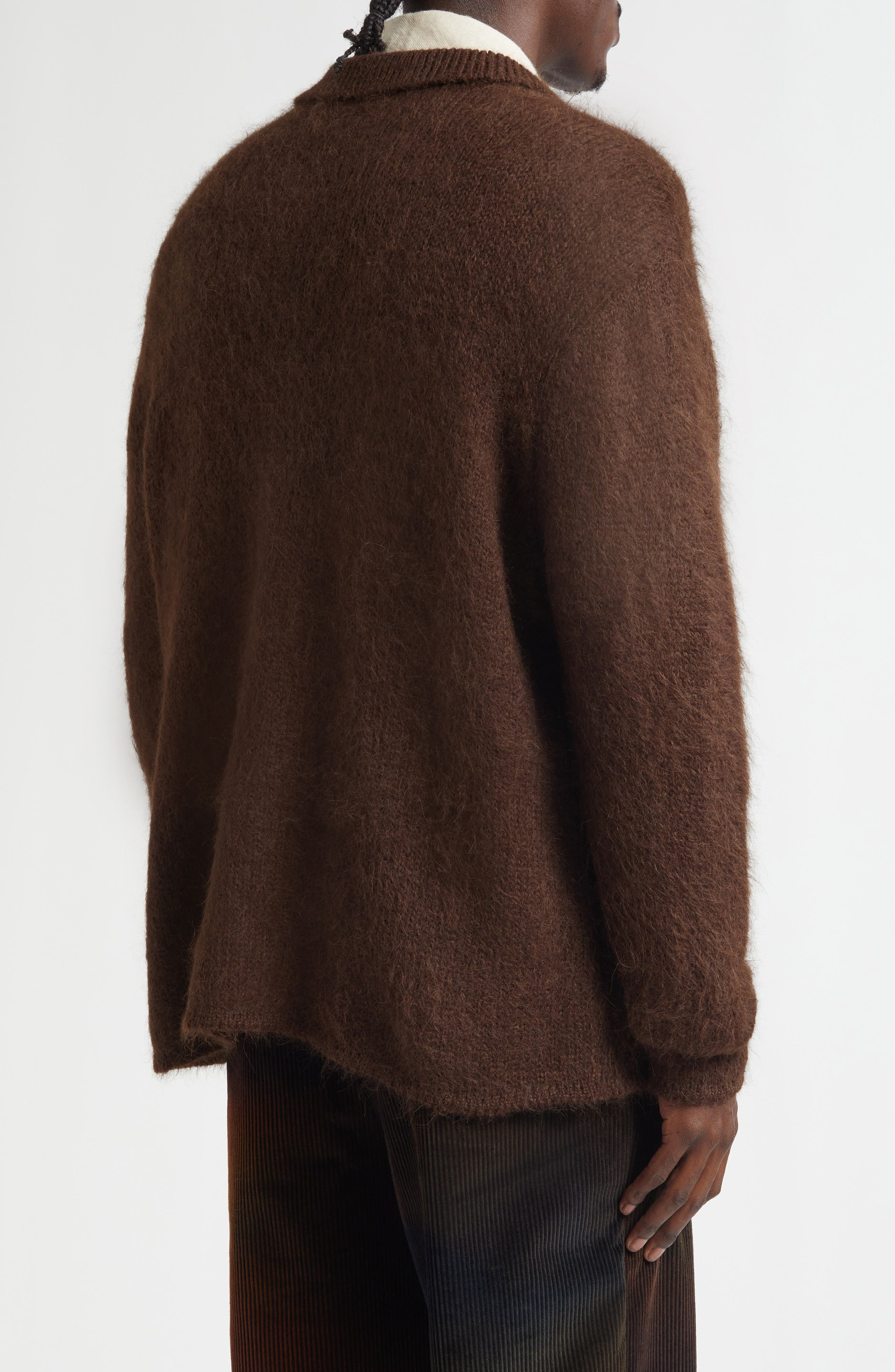 The Elder Statesman Thistle Alpaca Blend Cardigan in Wenge at Nordstrom - 3