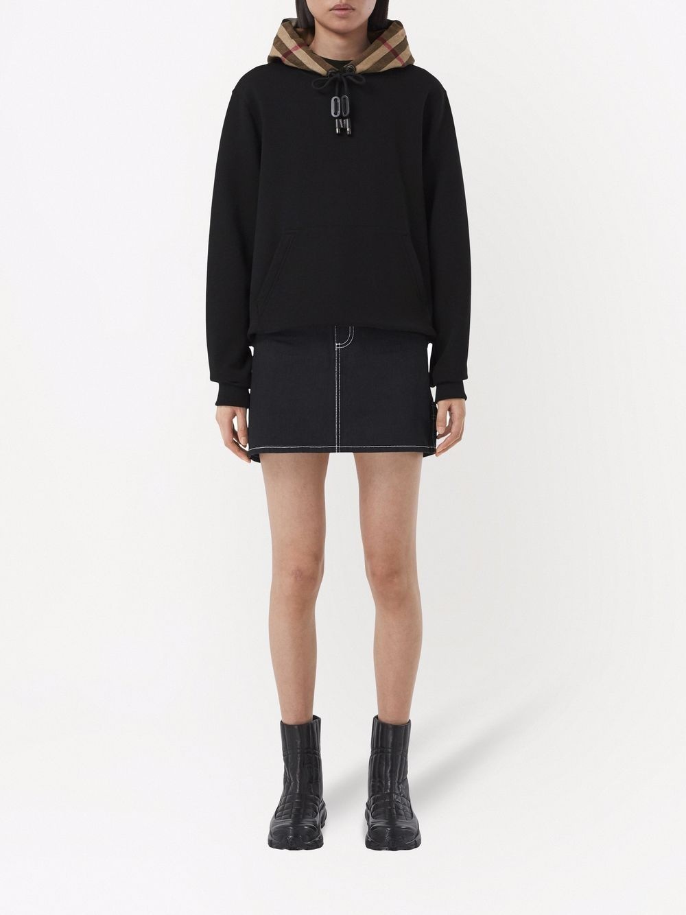 Vintage-check cotton hoodie - 2