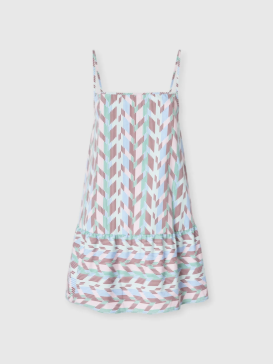 Wide mini cover-up dress in printed cotton poplin - 1