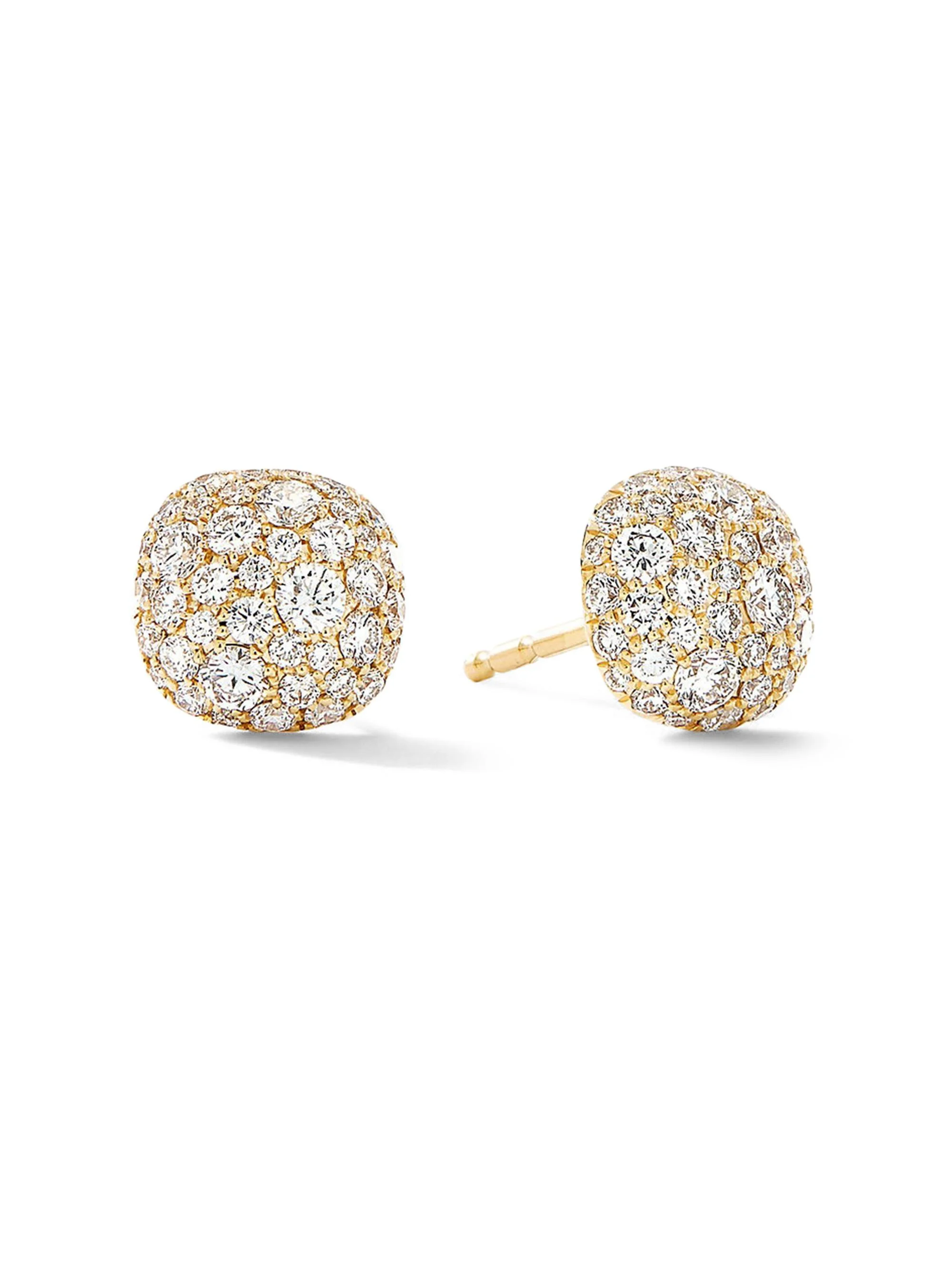 Women's Cushion Stud Earrings in 18K Yellow Gold - Diamond - 1