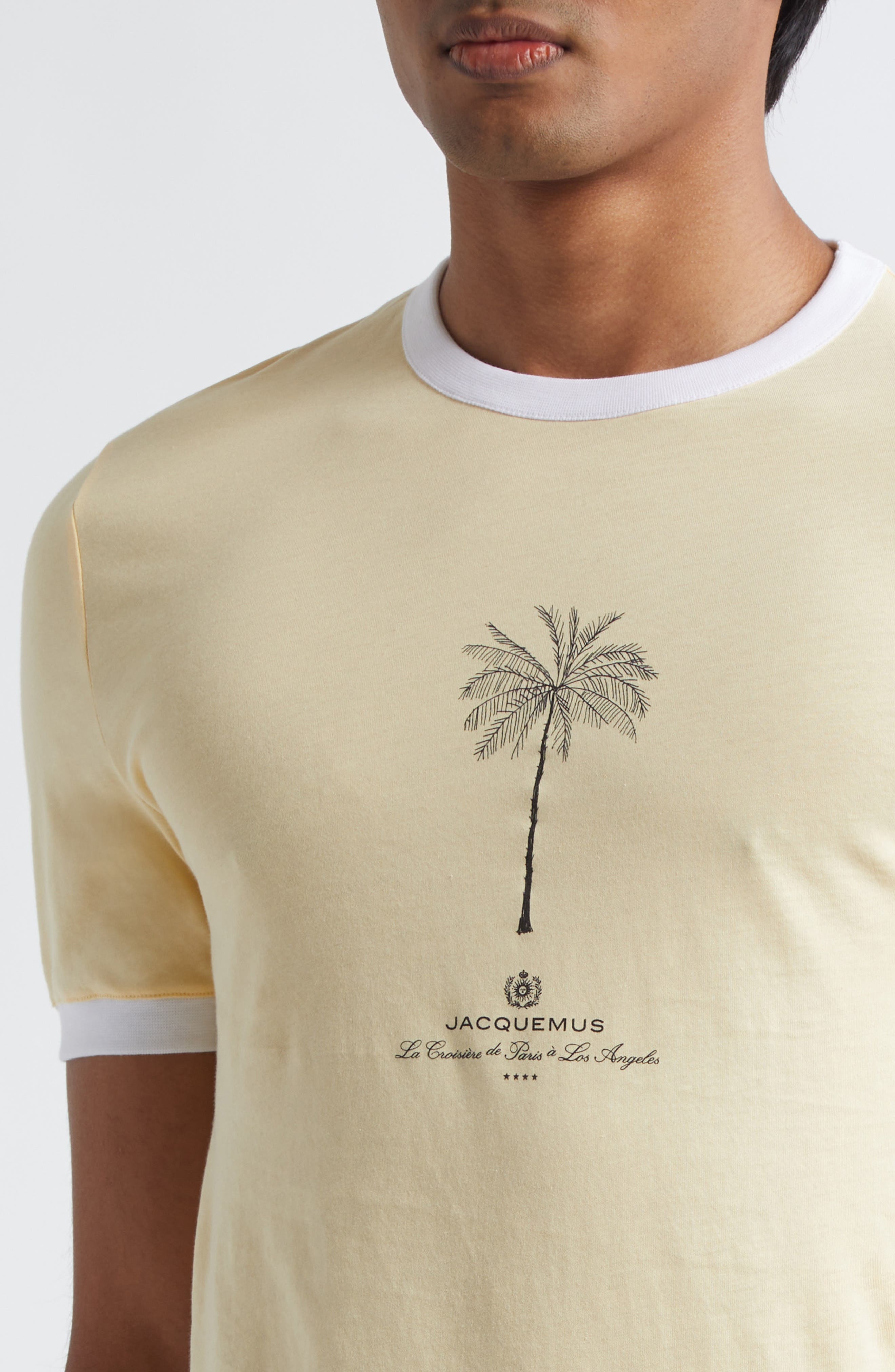 Jacquemus Le T-Shirt Venice Graphic Ringer T-Shirt in Palm Tree Beige at Nordstrom - 5