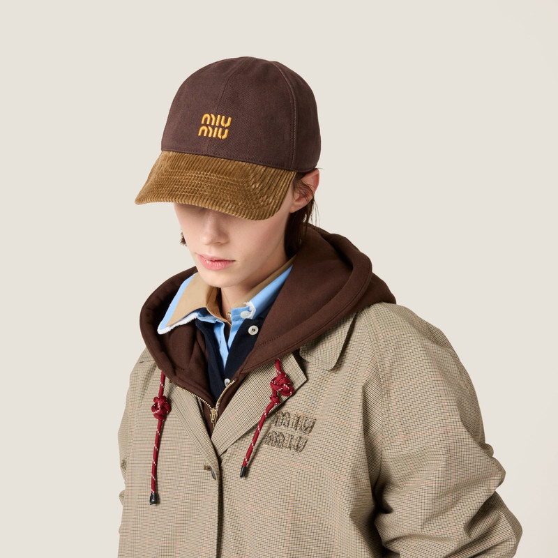 Denim and corduroy baseball cap 4