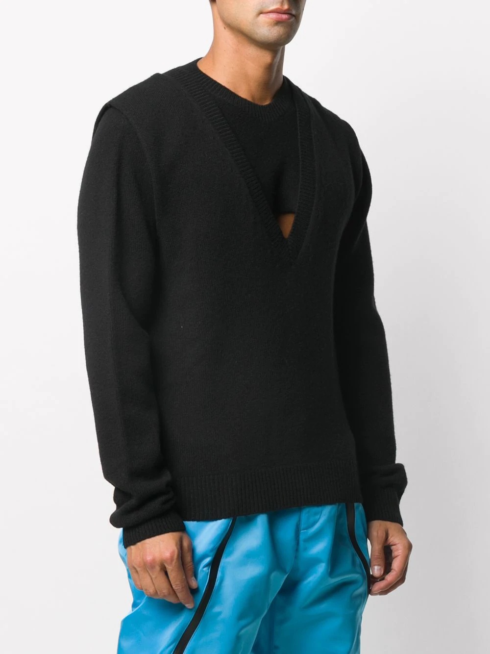 deconstructed V-neck jumper - 3