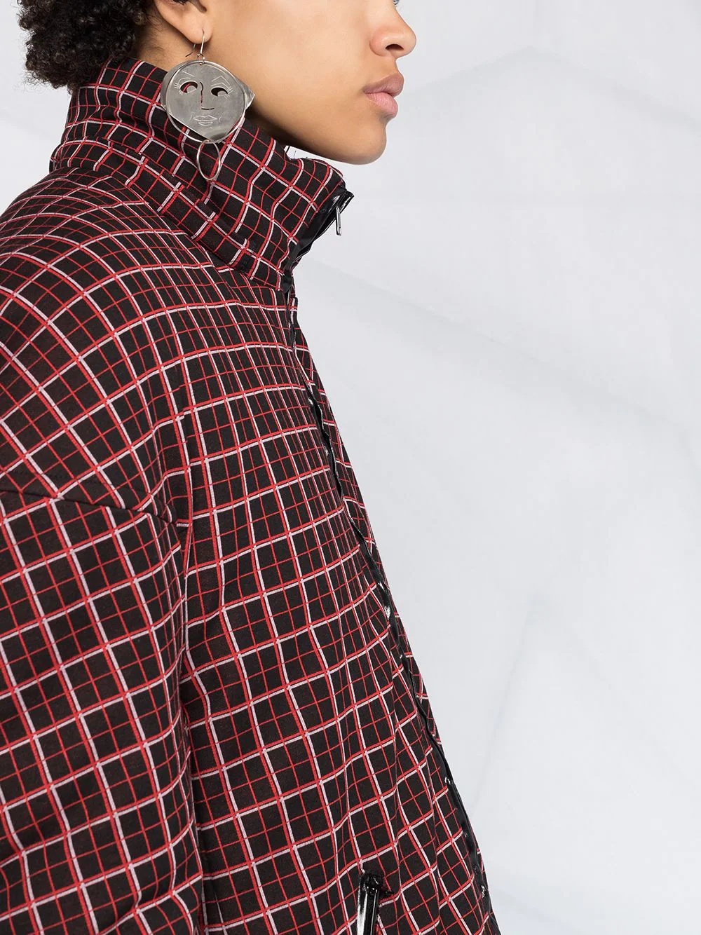 oversized checkered puffer jacket - 3