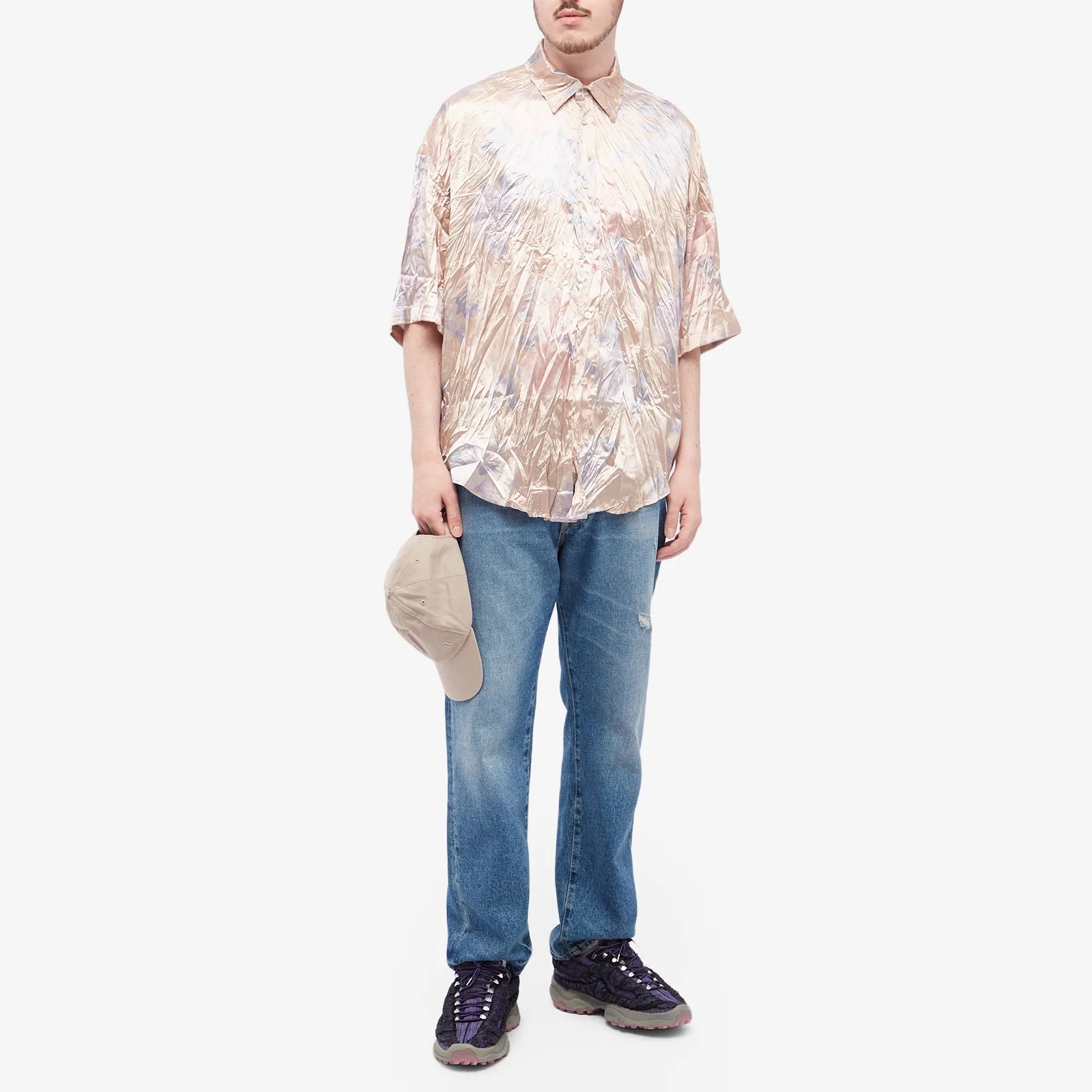 Acne Studios Setar Crinkled Flower Print Short Sleeve Shirt - 4