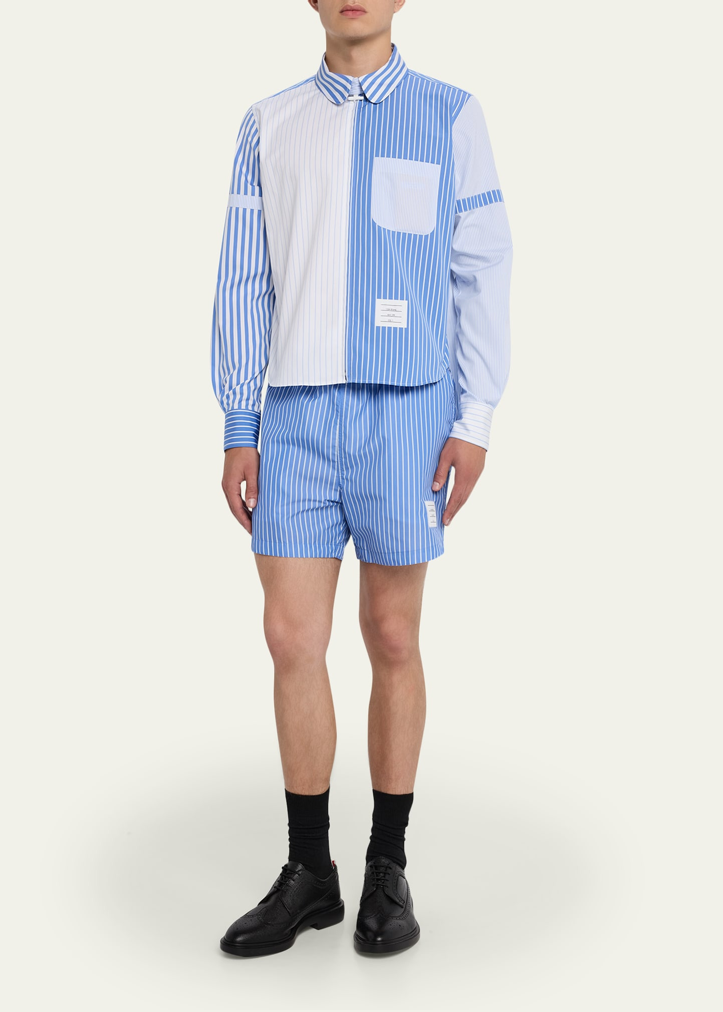 Men's Poplin Funmix Stripe Full-Zip Overshirt - 2