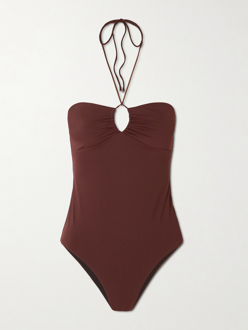 Ruched Cut-out Recycled Halterneck Swimsuit 1