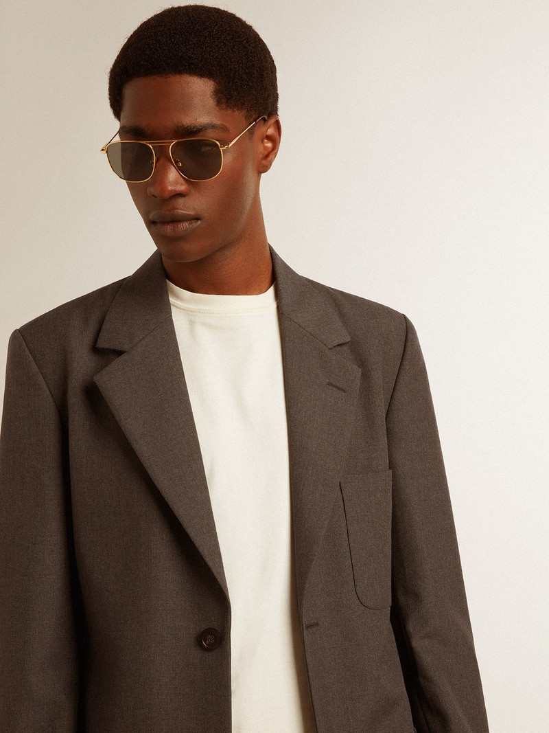 Men's tailored jacket in anthracite gray virgin wool 5
