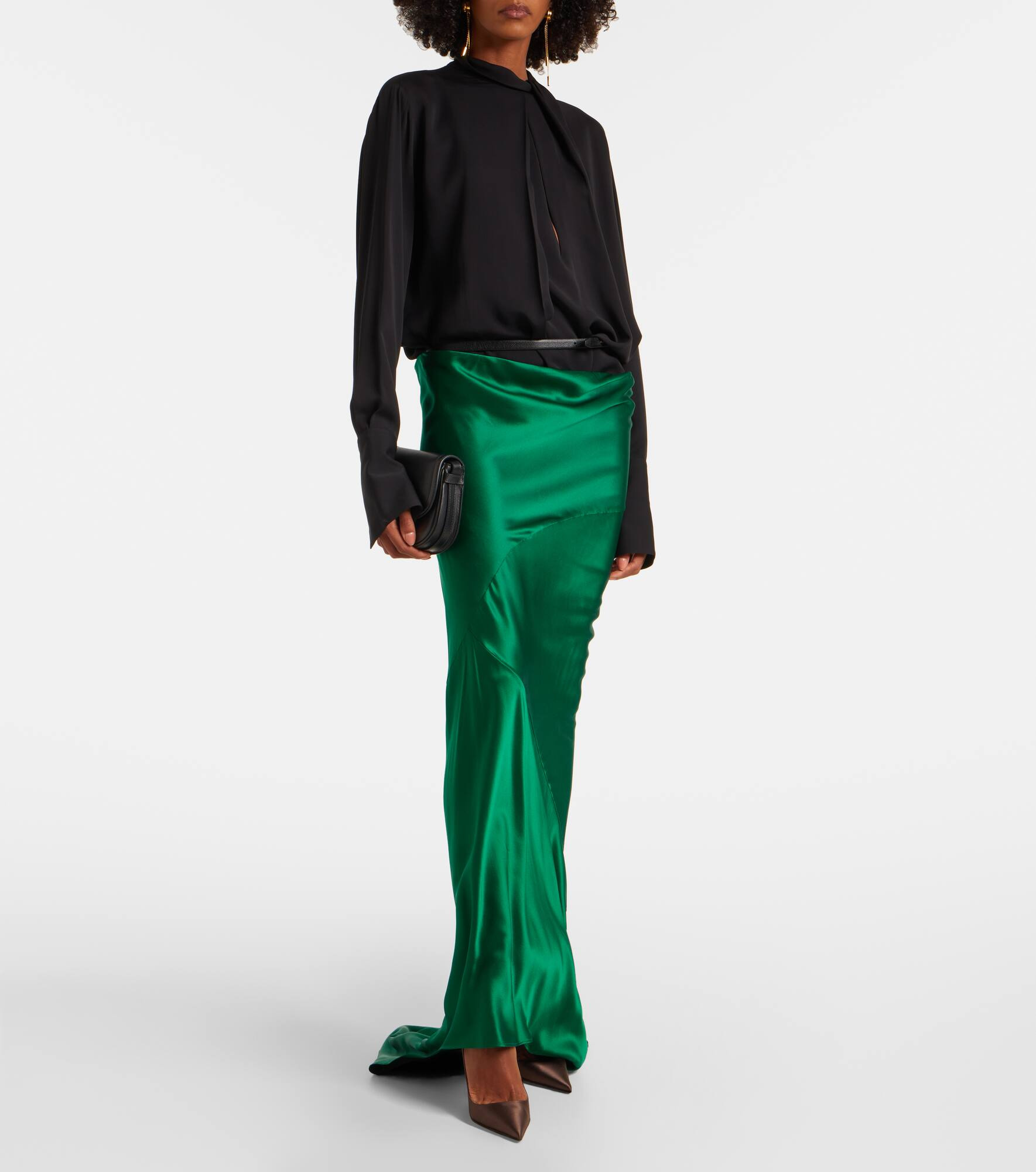 Draped silk satin blouse - 2