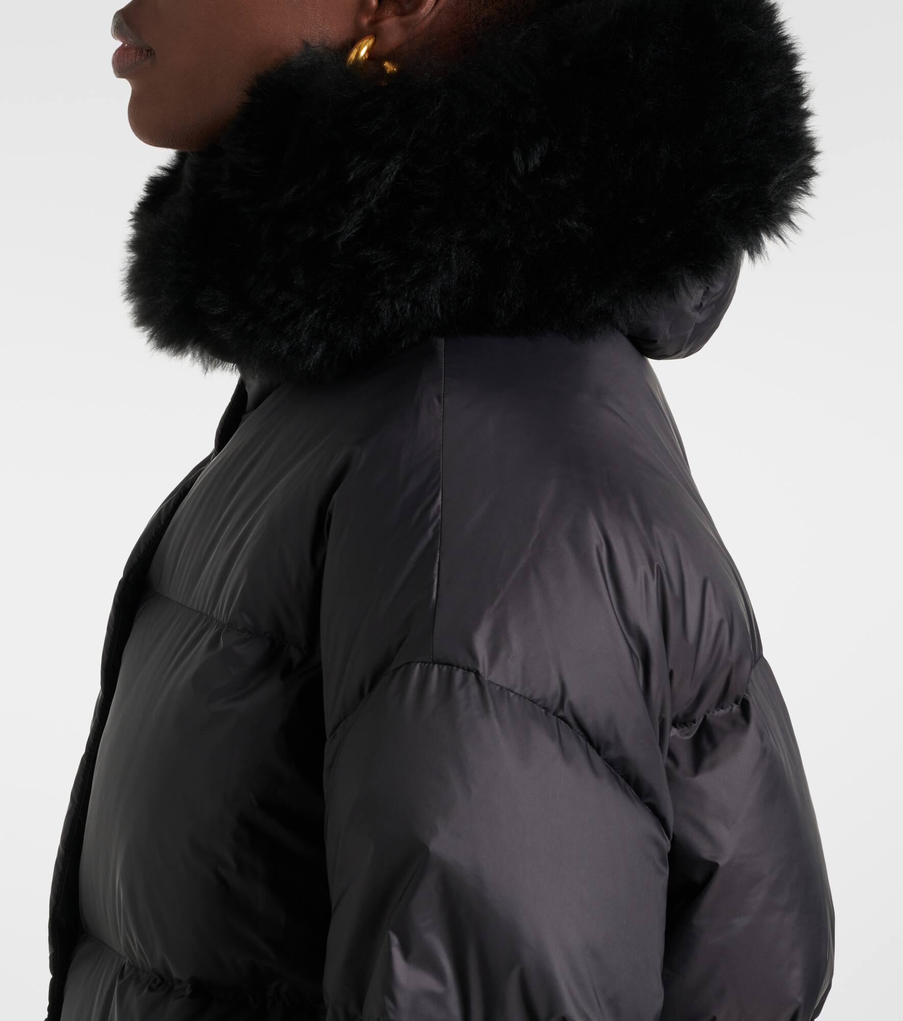 Shearling-trimmed down jacket - 4