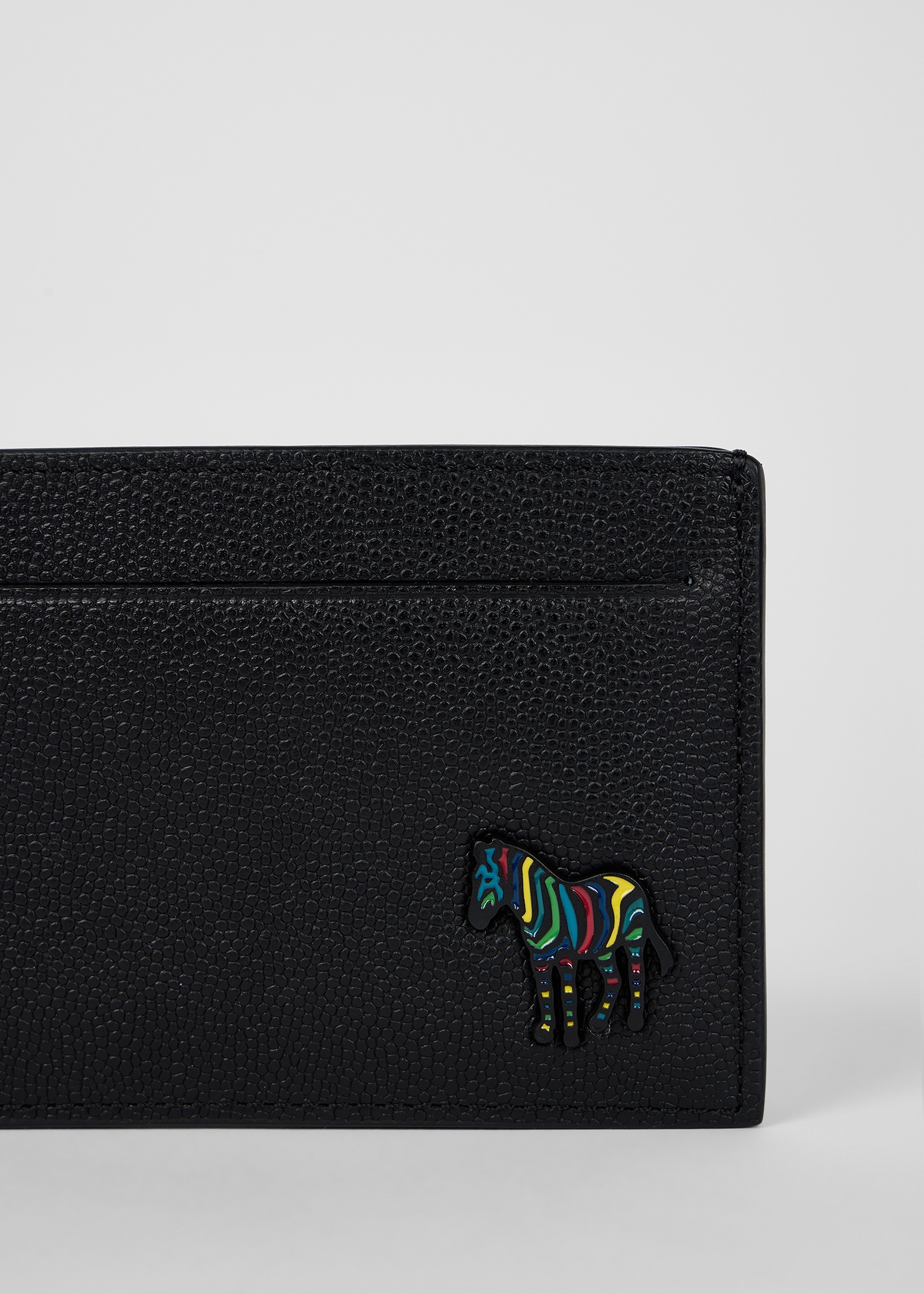 Black Pebble-Grain Leather 'Zebra' Card Holder - 4