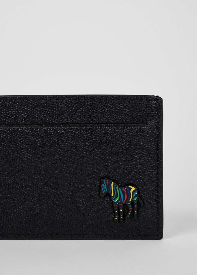 Black Pebble-Grain Leather 'Zebra' Card Holder 4
