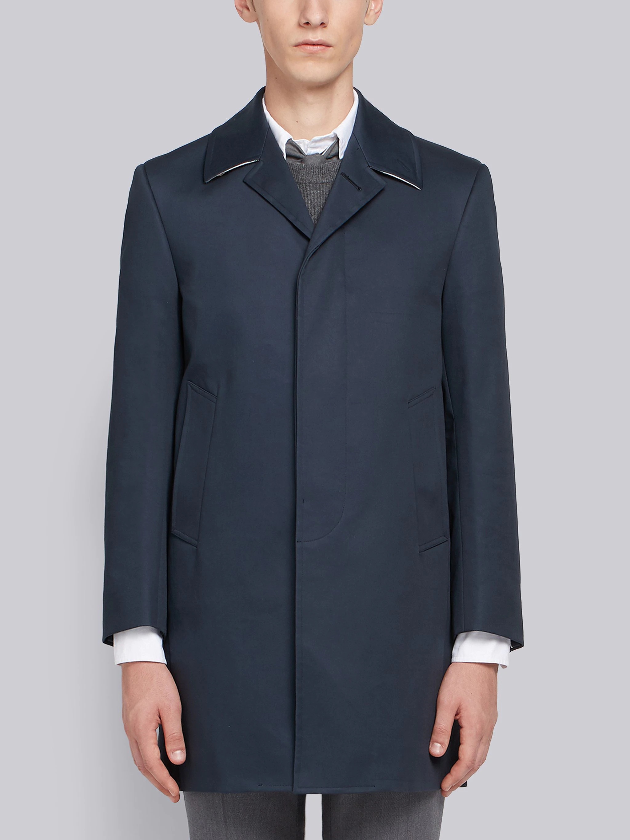 Navy Mackintosh Bal Collar Classic Overcoat - 1