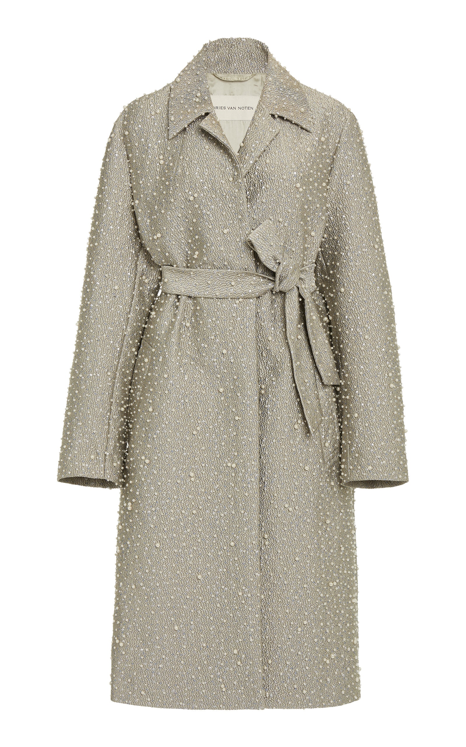 Roltas Pearl-Embellished Jacquard Coat silver - 1