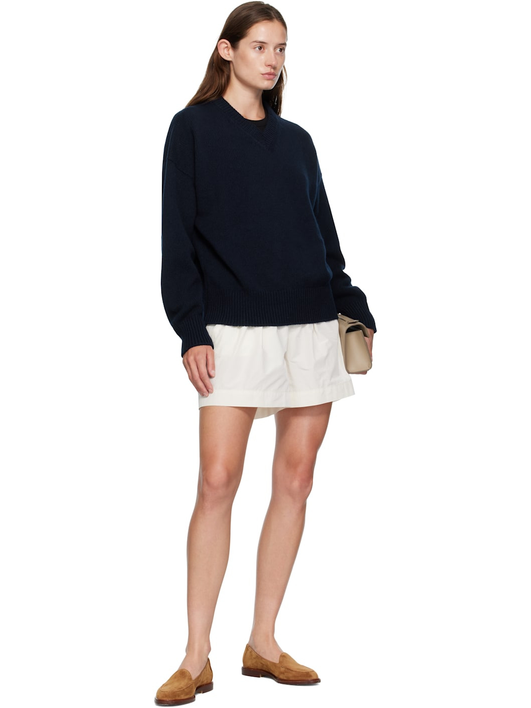 Navy Balla Slouch V-Neck Sweater - 4