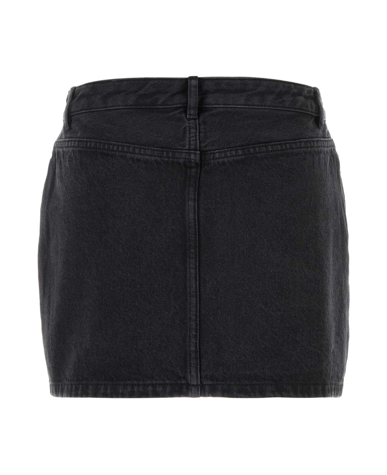 Black Denim Mini Skirt - 2