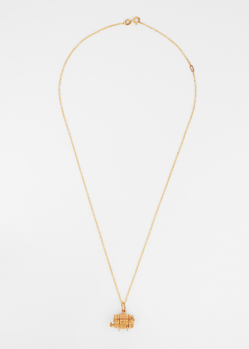 'Articulated Gold Wine Barrel with Man & Bottle' Necklace by Baroque Rocks 3