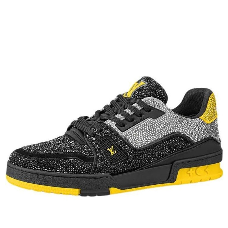 LOUIS VUITTON LV Trainers 'Black Grey Yellow Crystals' 1A9JXJ - 1