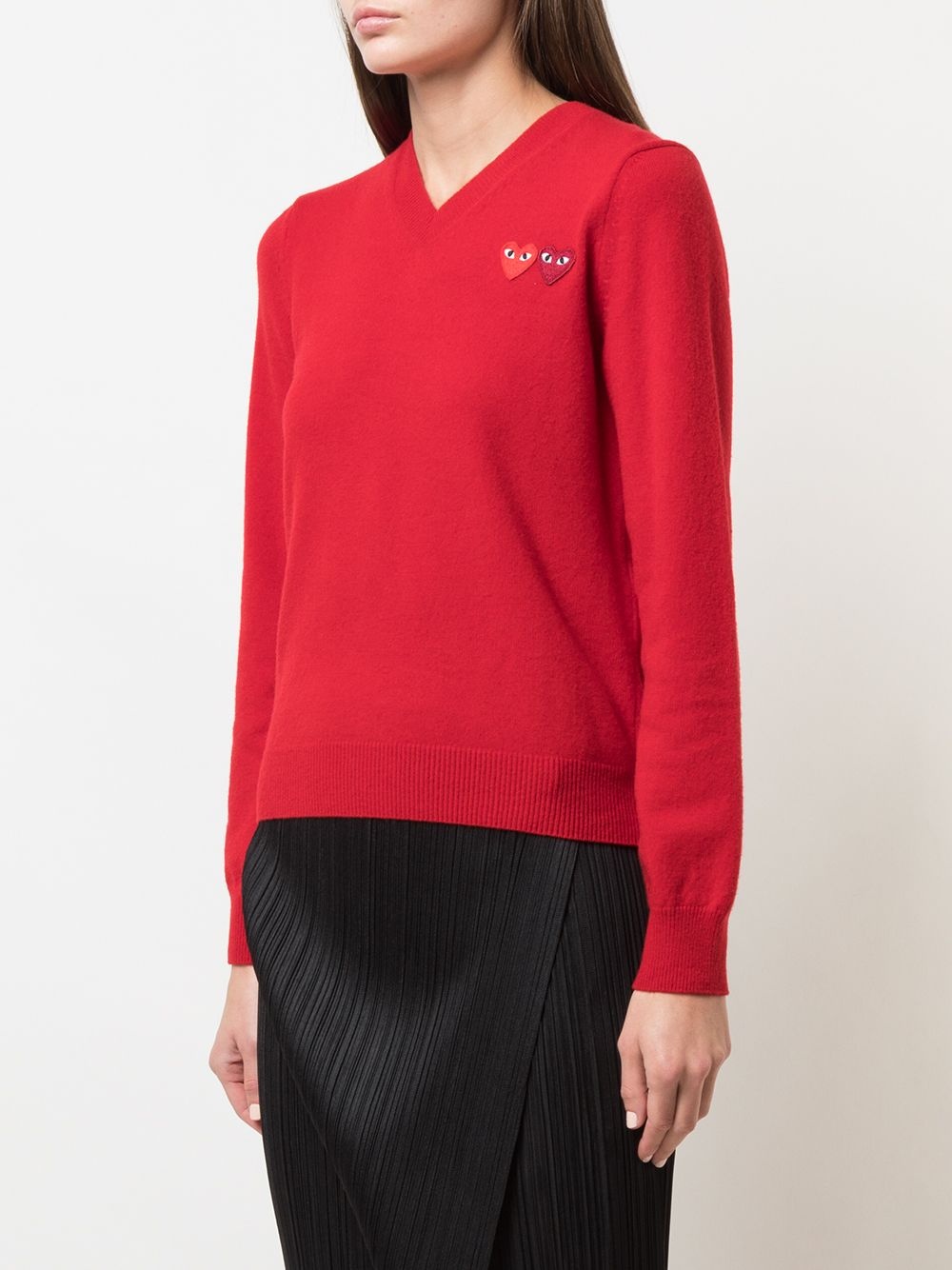 knitted v-neck heart jumper - 3