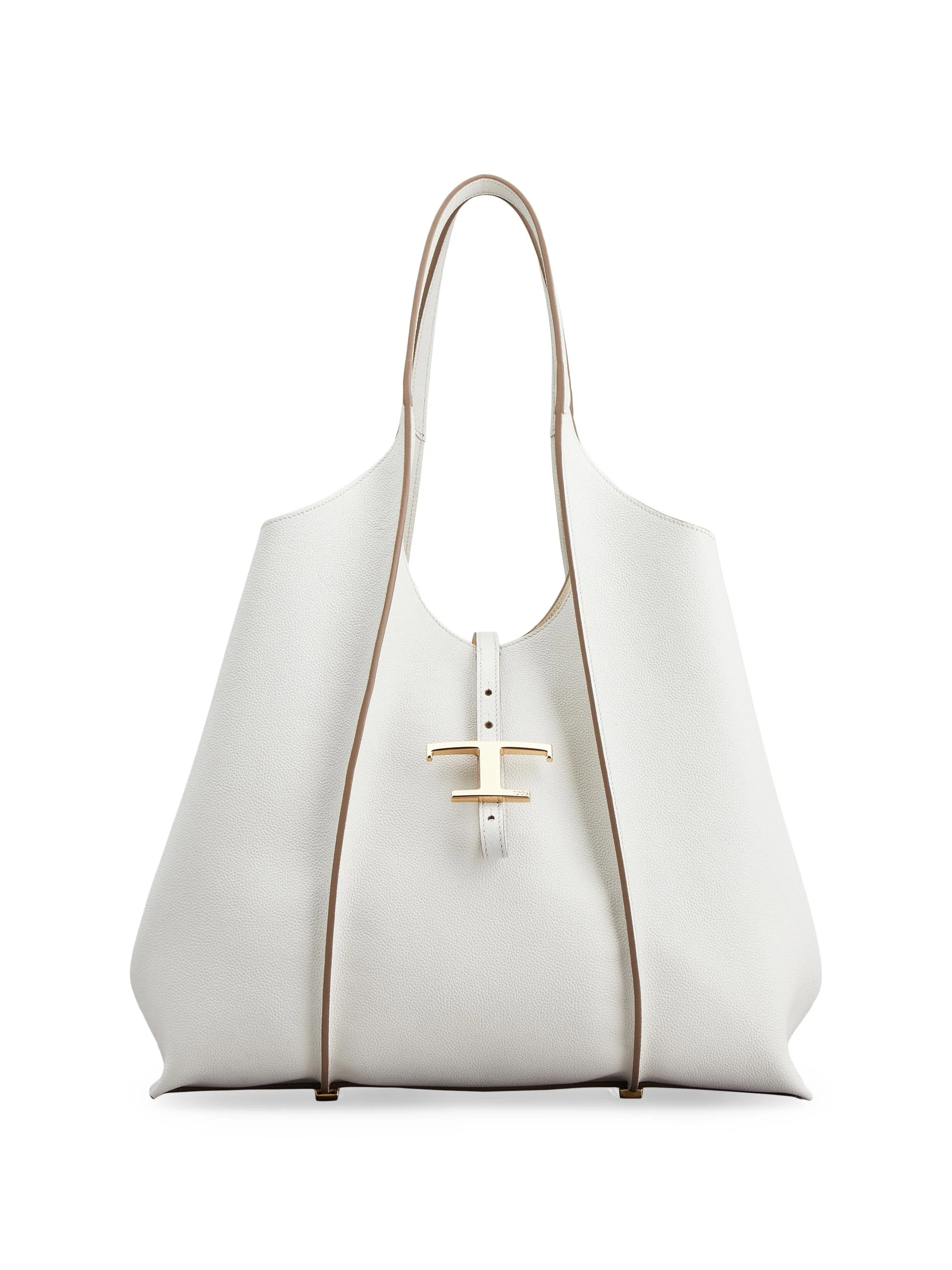 Women's Medium T Timeless Leather Shopper Tote Bag - Bianco Calce - 1