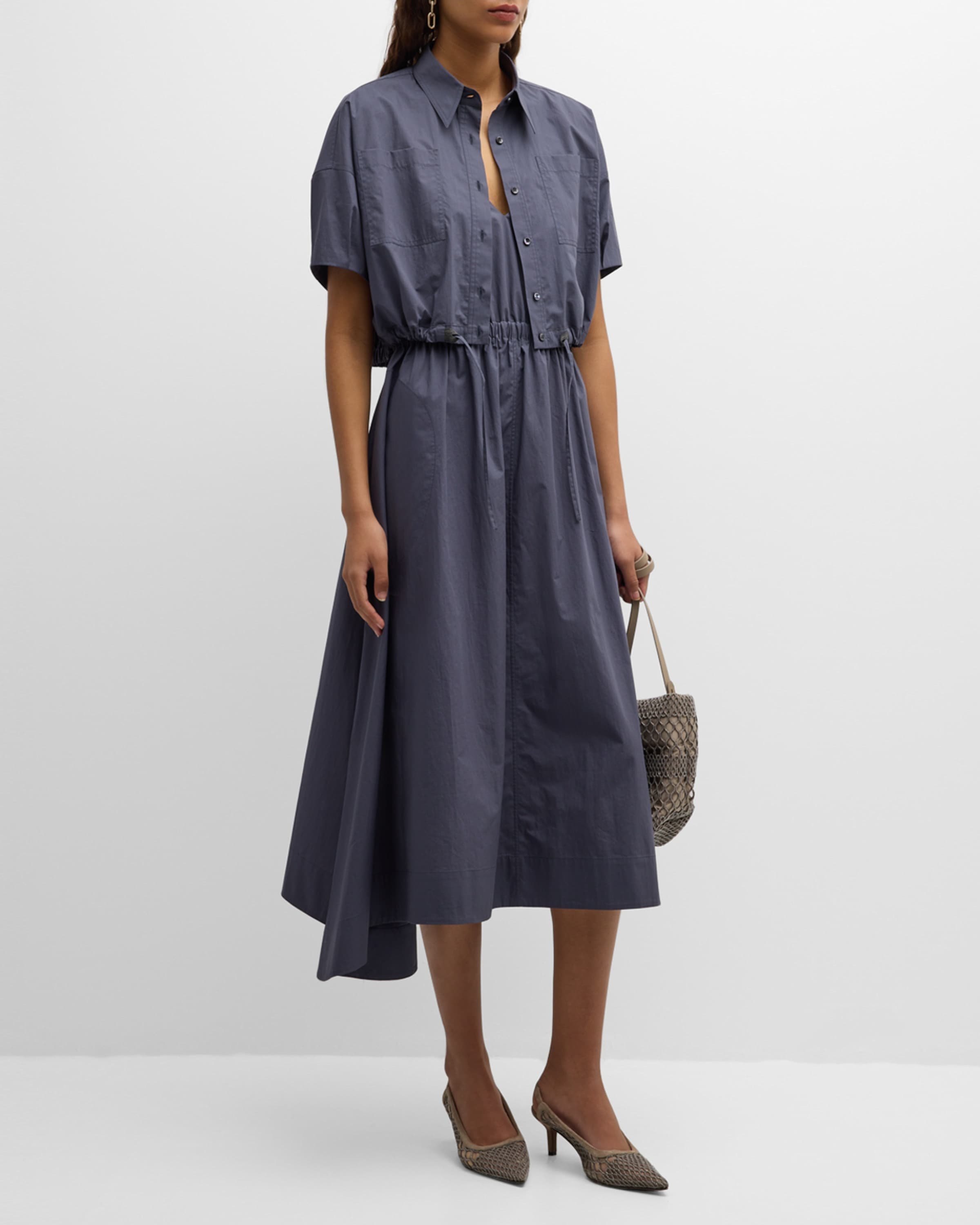 Light-Weight Shirtdress with Fitted Waist and Monili Loop Detail - 2