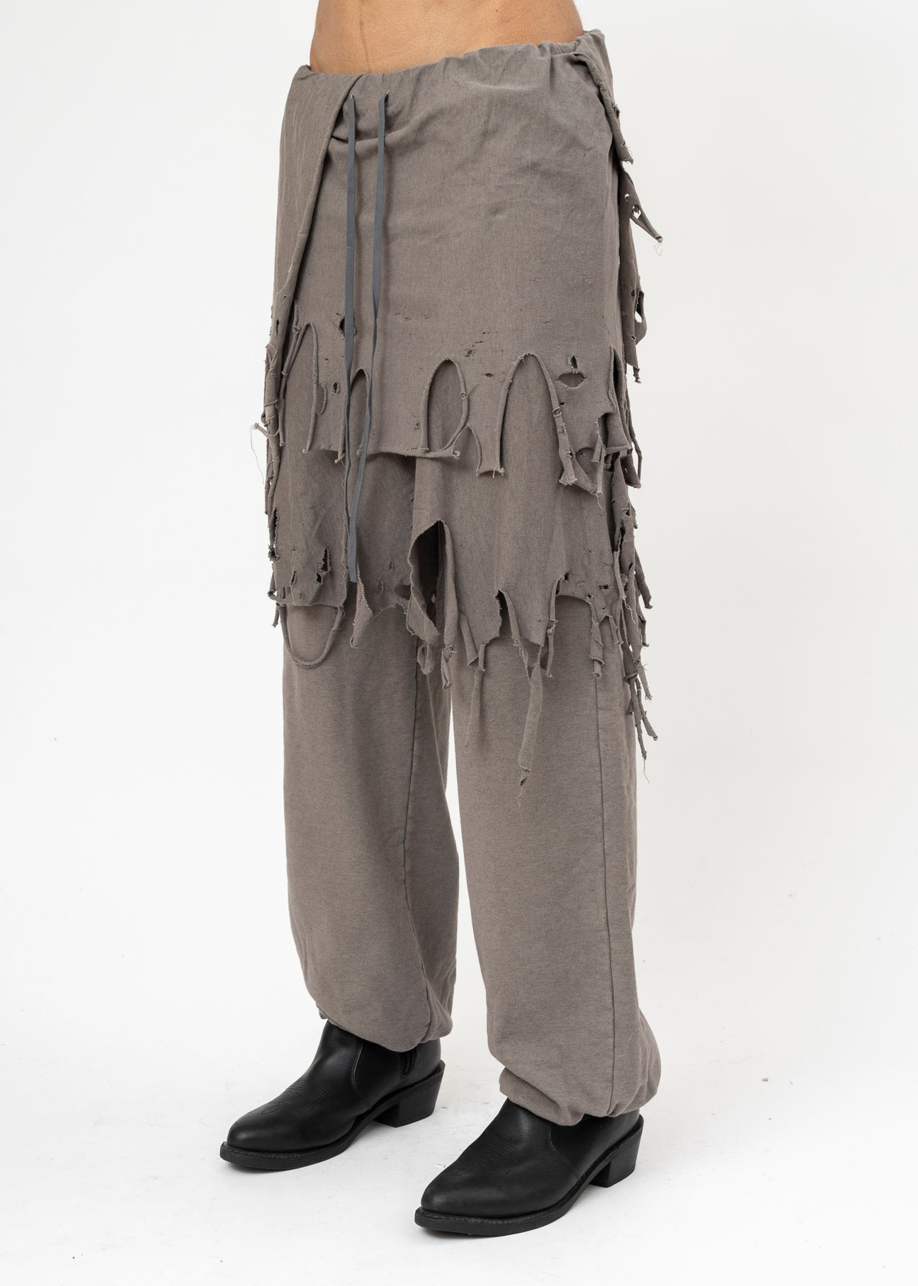 GREY DOUBLET PHANTOM FRAYED SWEATPANTS - 2