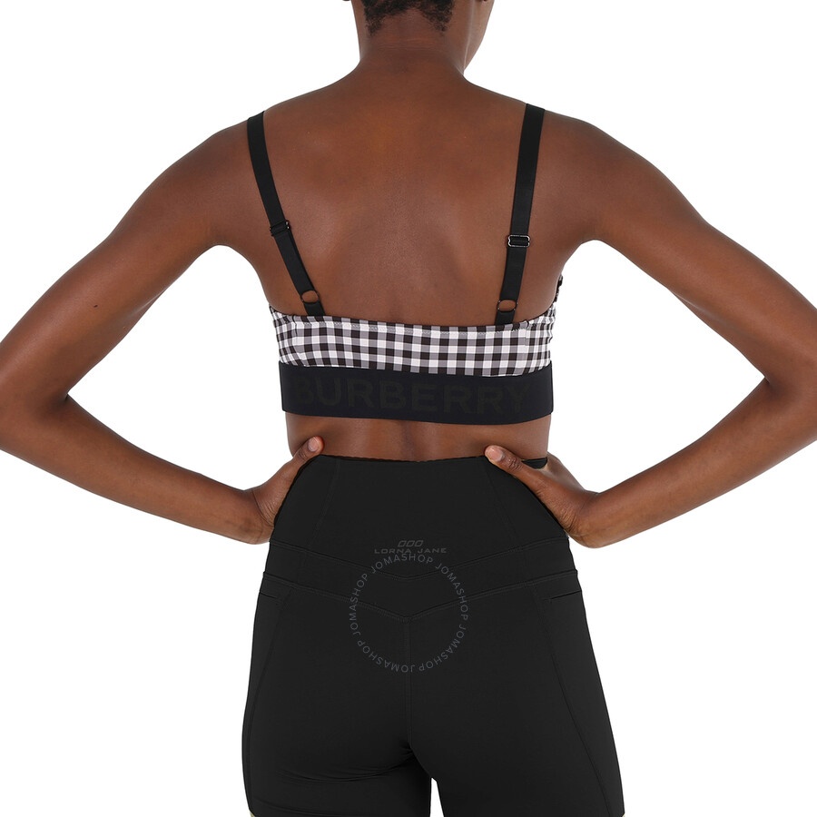 Burberry Ladies Bethany Logo Tape Gingham Bikini Top - 6