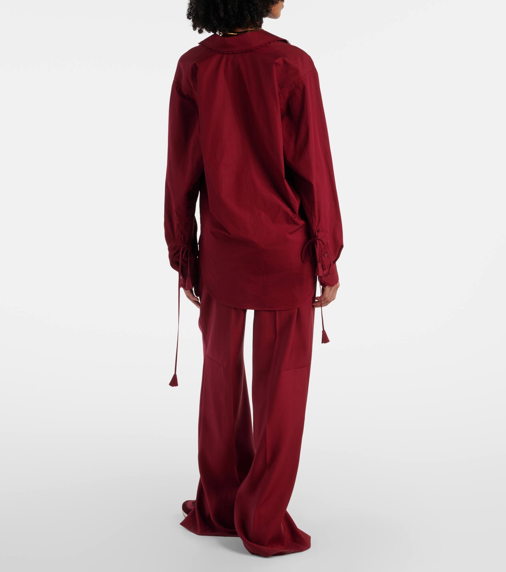 Lace-trimmed cotton poplin shirt - 3