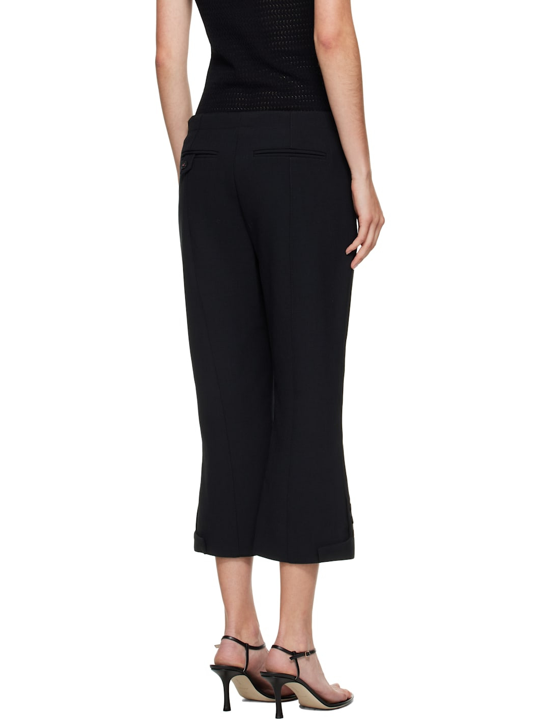 Black Tab Detail Cropped Trousers - 3