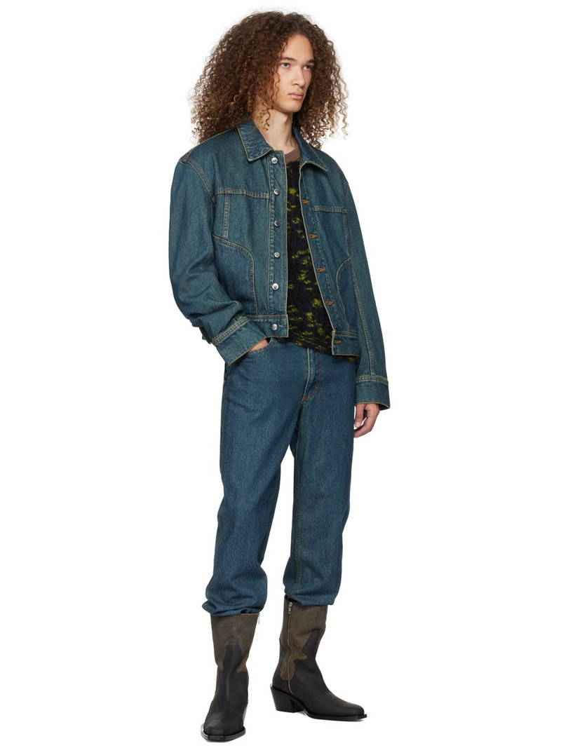 ECKHAUS LATTA Navy & Green Plume Sweater outlook